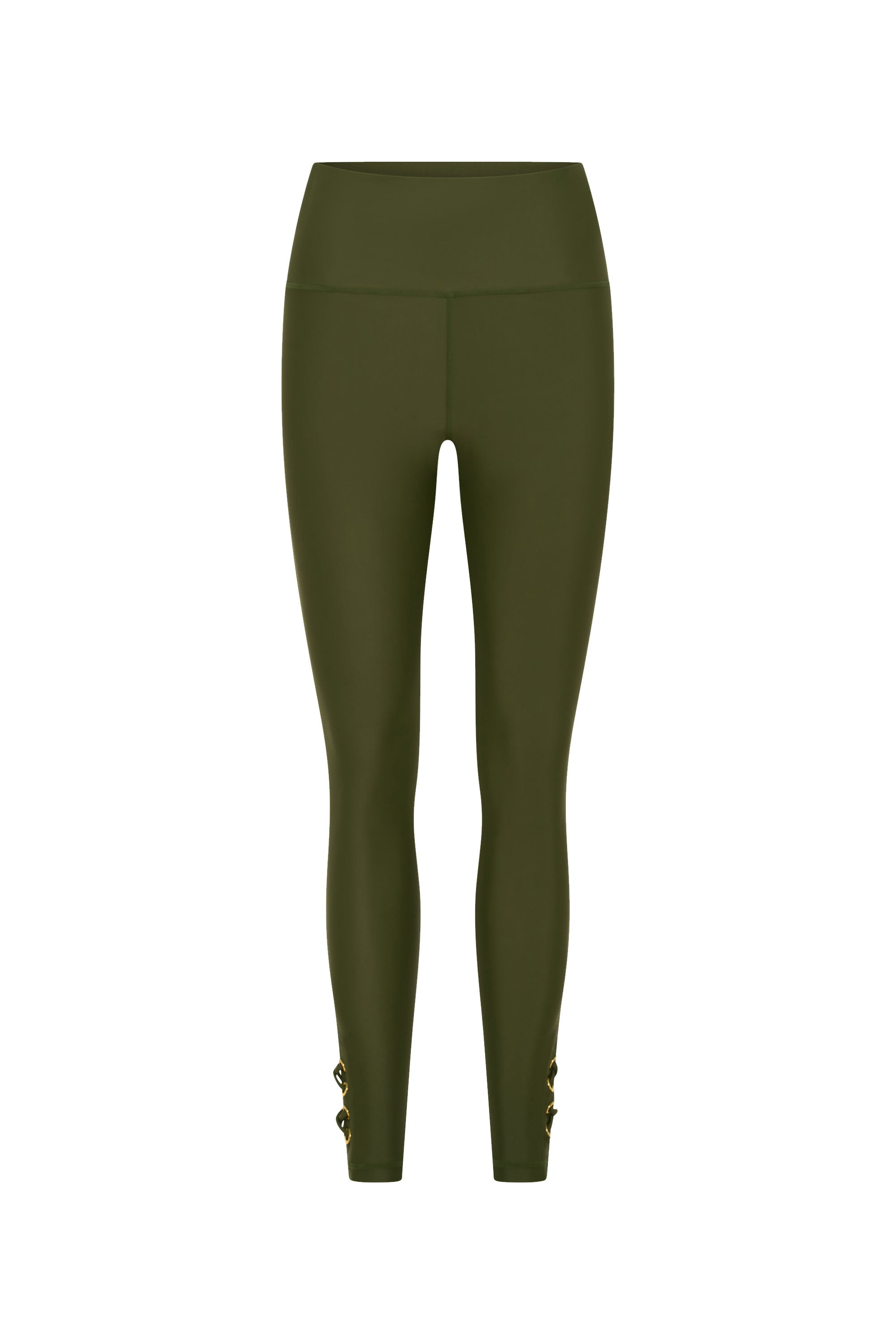 CEMILE - LEGGINGS WITH EYELET OLIVE