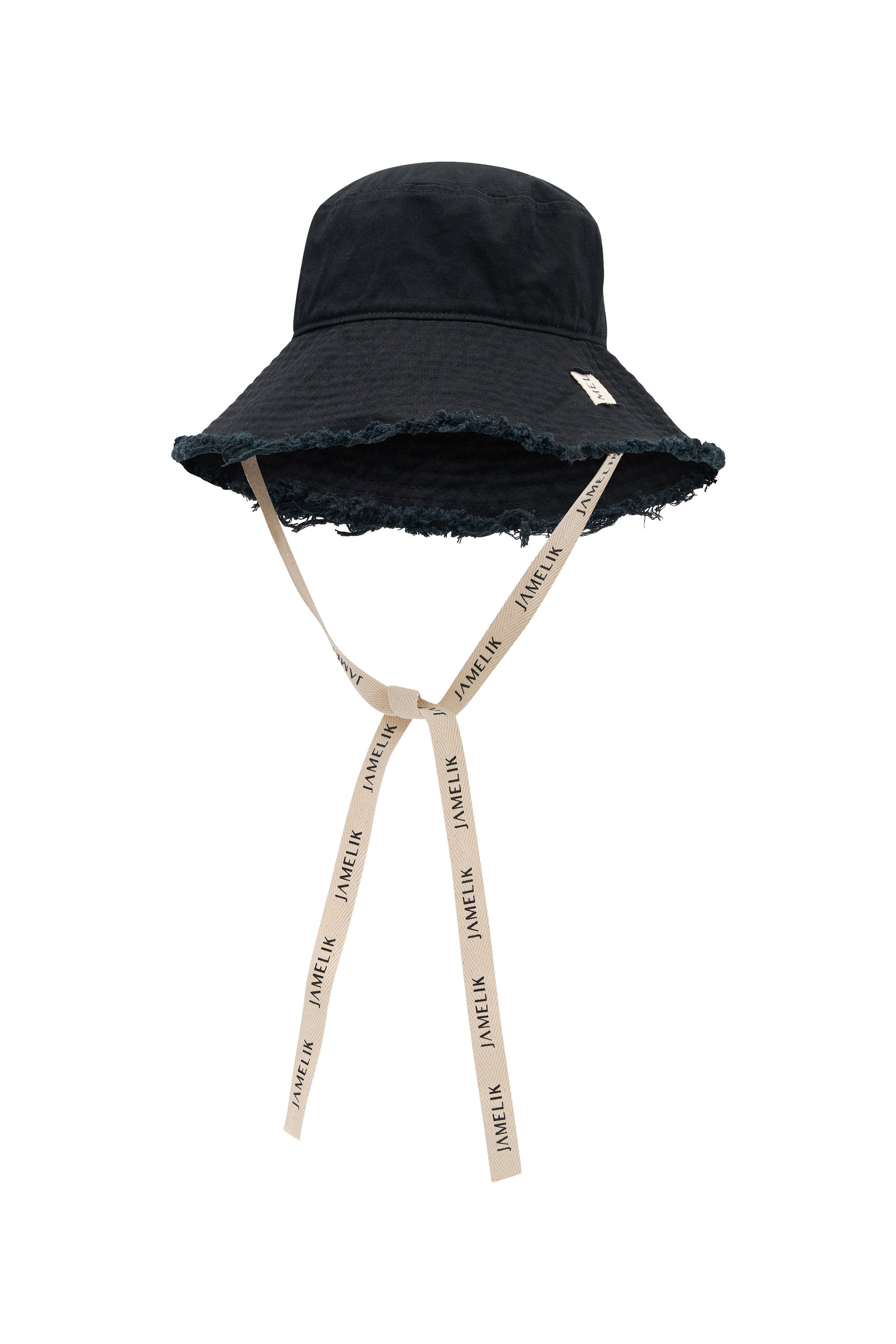 帽子 solov 2WAY RIBBON BUCKET HAT BLACK BUCKET HAT WITH RIBBON