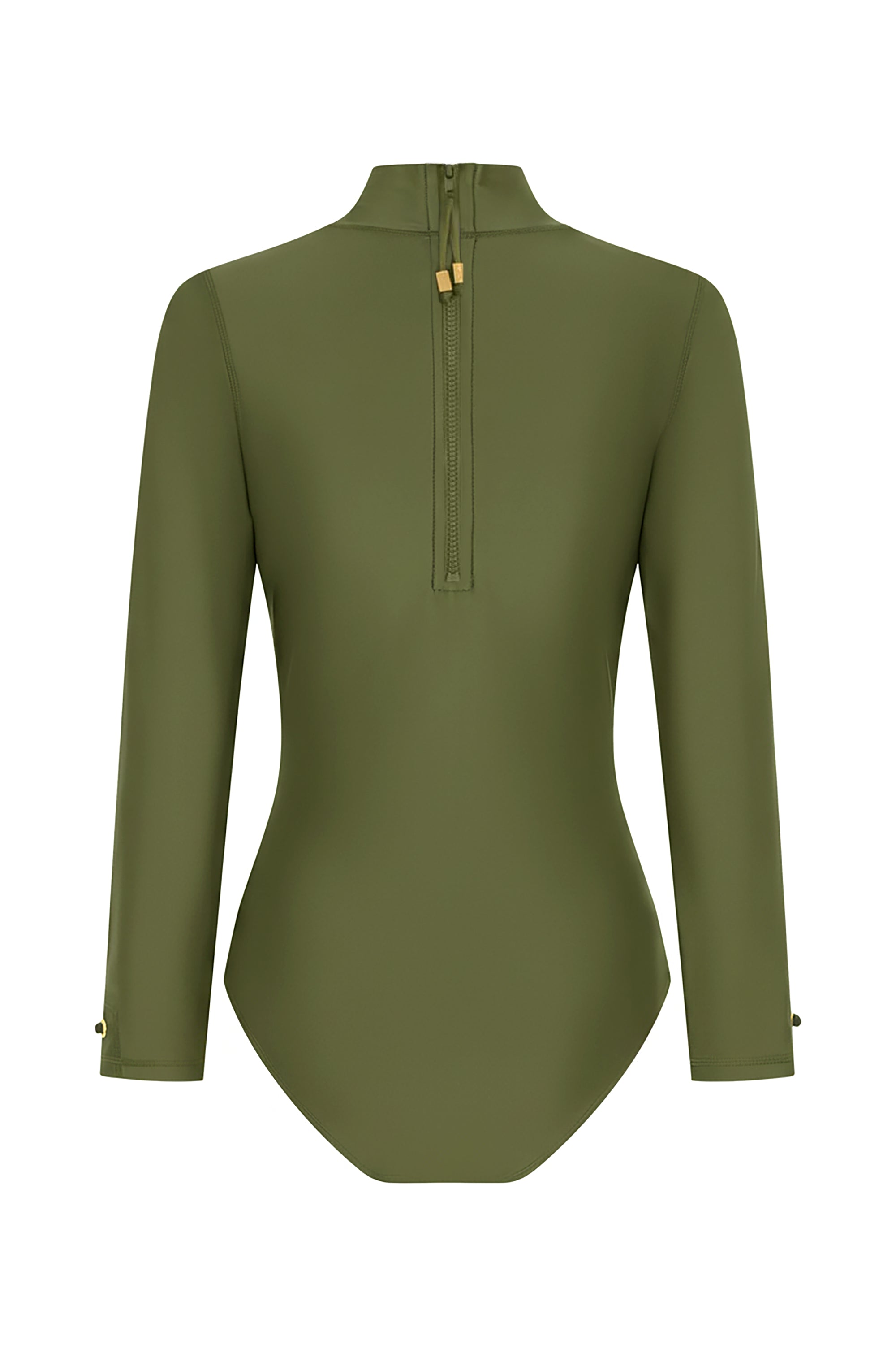 Back view of AMARA modest swimwear paddle suit with sculpted fit and premium Italian fabric