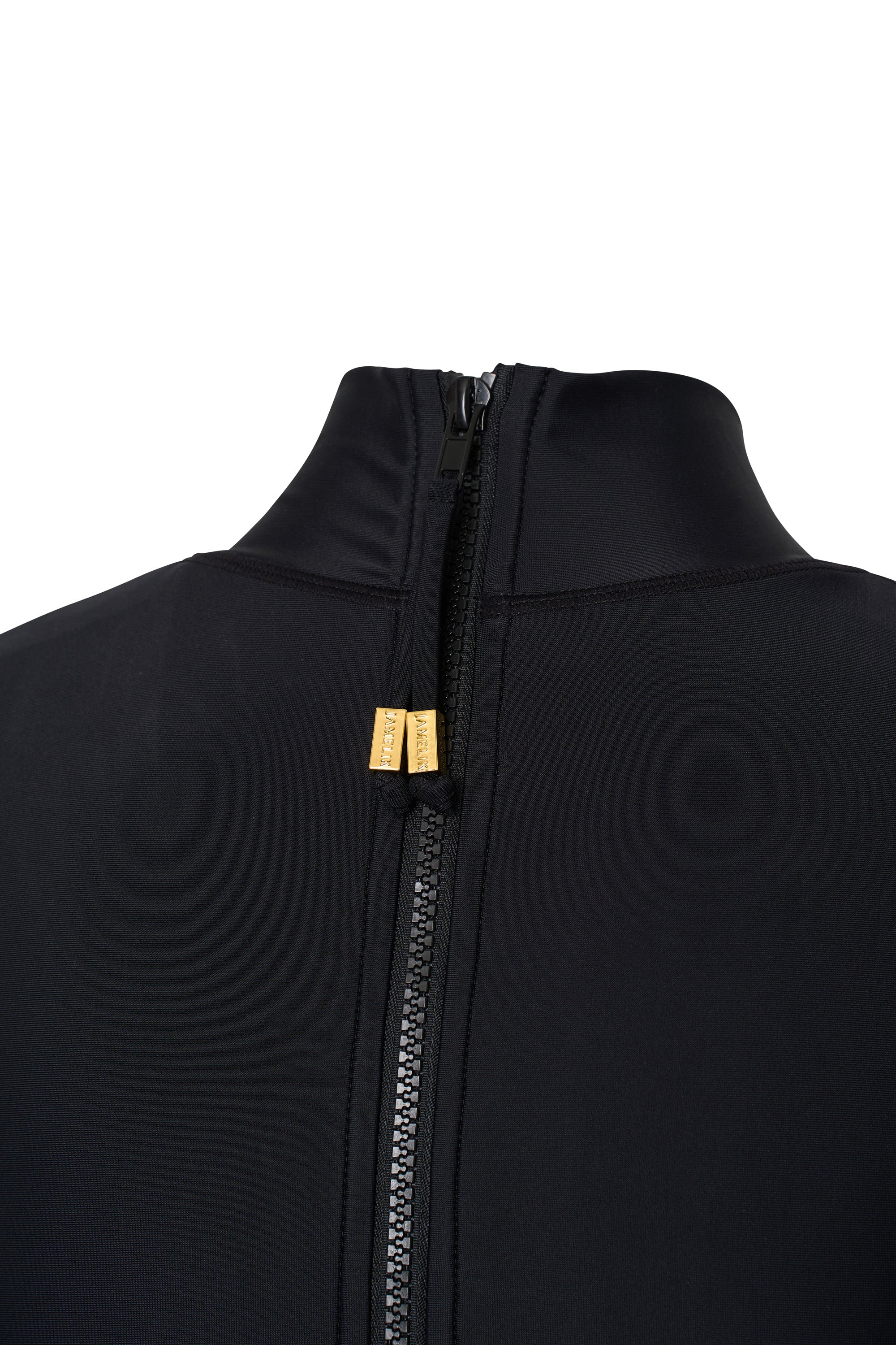 Back view of JAMILA luxury swim tunic designed for modest beach and resort wear