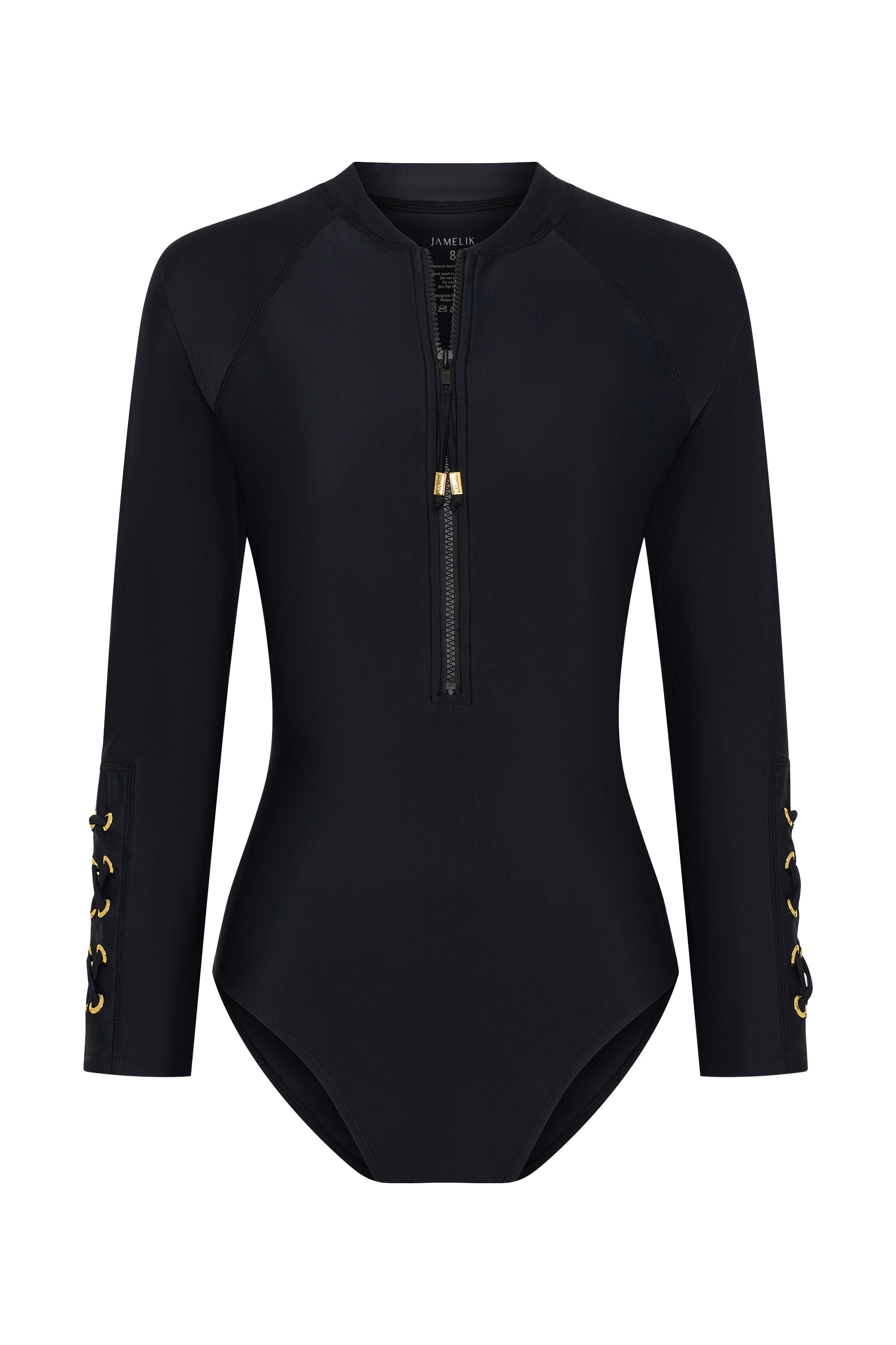Front view of SOLENA long sleeve paddle suit featuring UPF50+ sun protection and front zipper